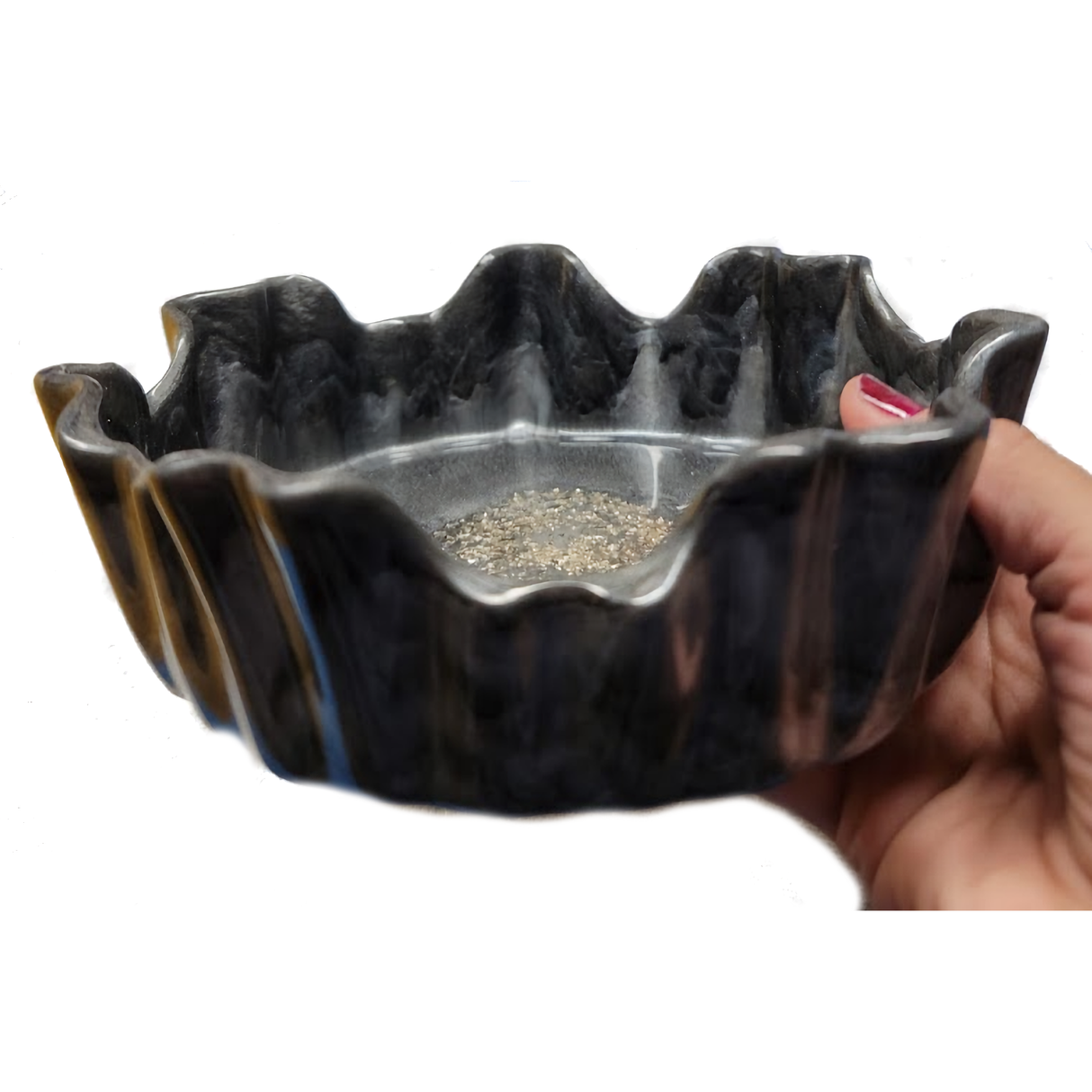 Decorative Resin Candy Bowl for Home Decor, Flower Vase, Waterfall Vase, Gift for Women  (Black Grey)