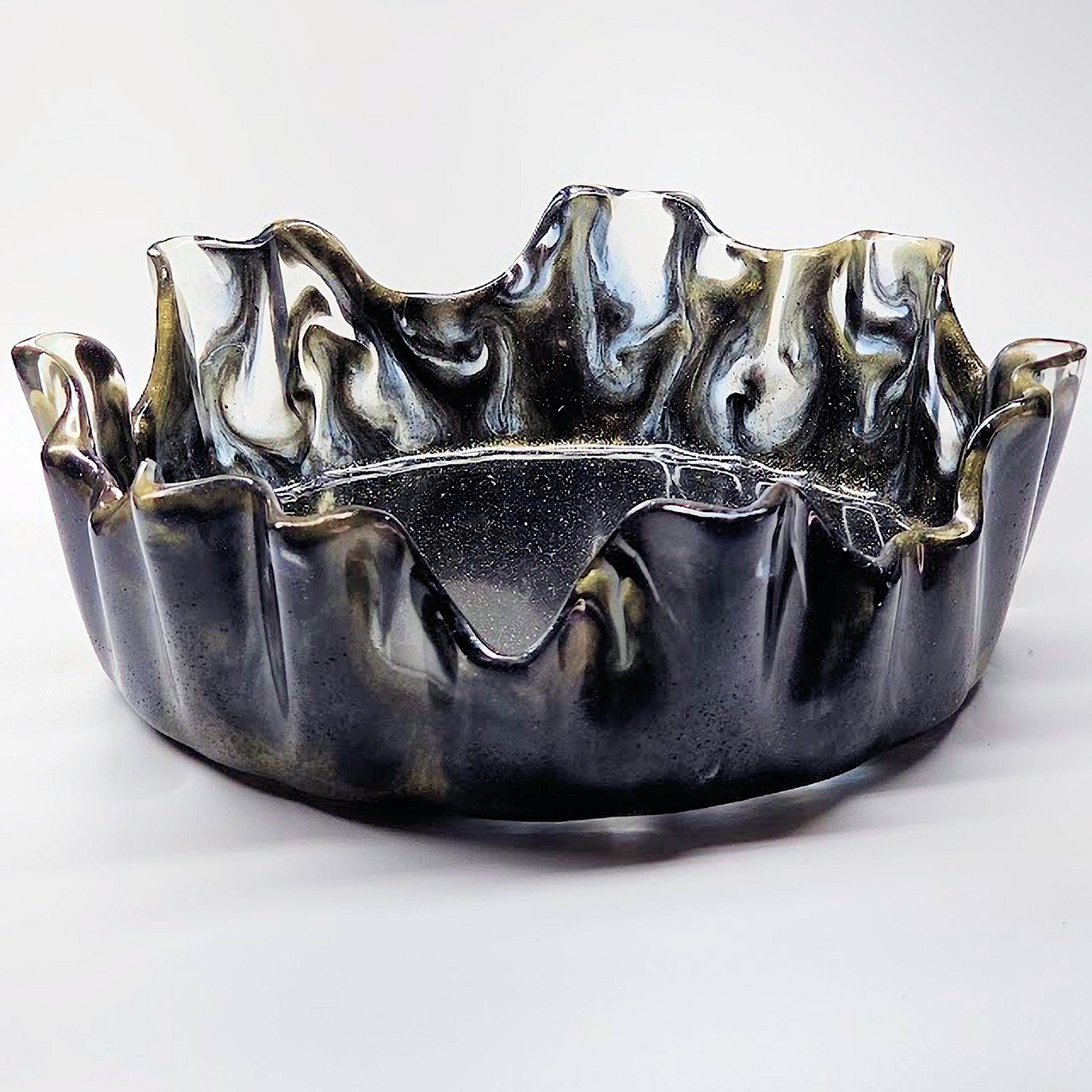 Decorative Resin Candy Bowl for Home Decor, Flower Vase, Waterfall Vase, Gift for Women  (Black Gold Swirl)