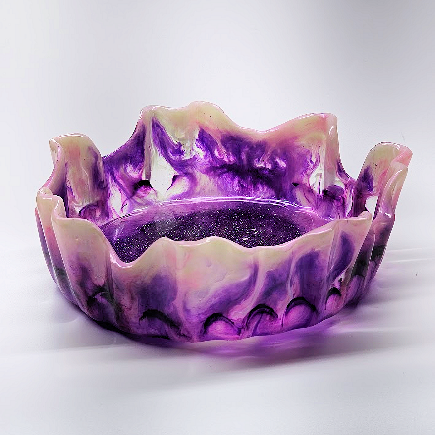 Decorative Resin Candy Bowl for Home Decor, Flower Vase, Waterfall Vase, Gift for Women  (Purple Swirl)
