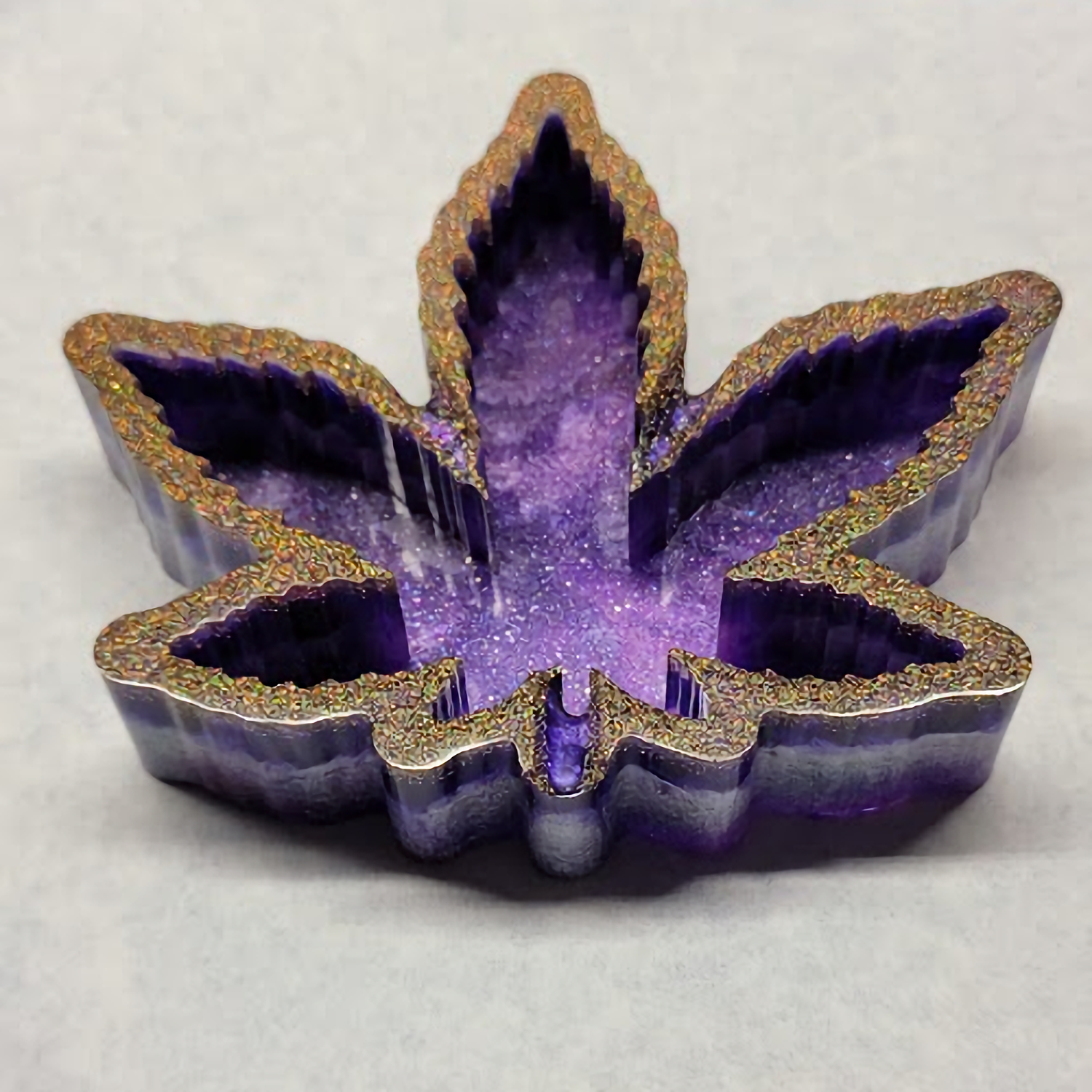 Maple Leaf Ashtray Jewelry Tray Ring Dish Trinket Tray Decorative Resin Birthday Holiday Gift Tray (Purple Gold)