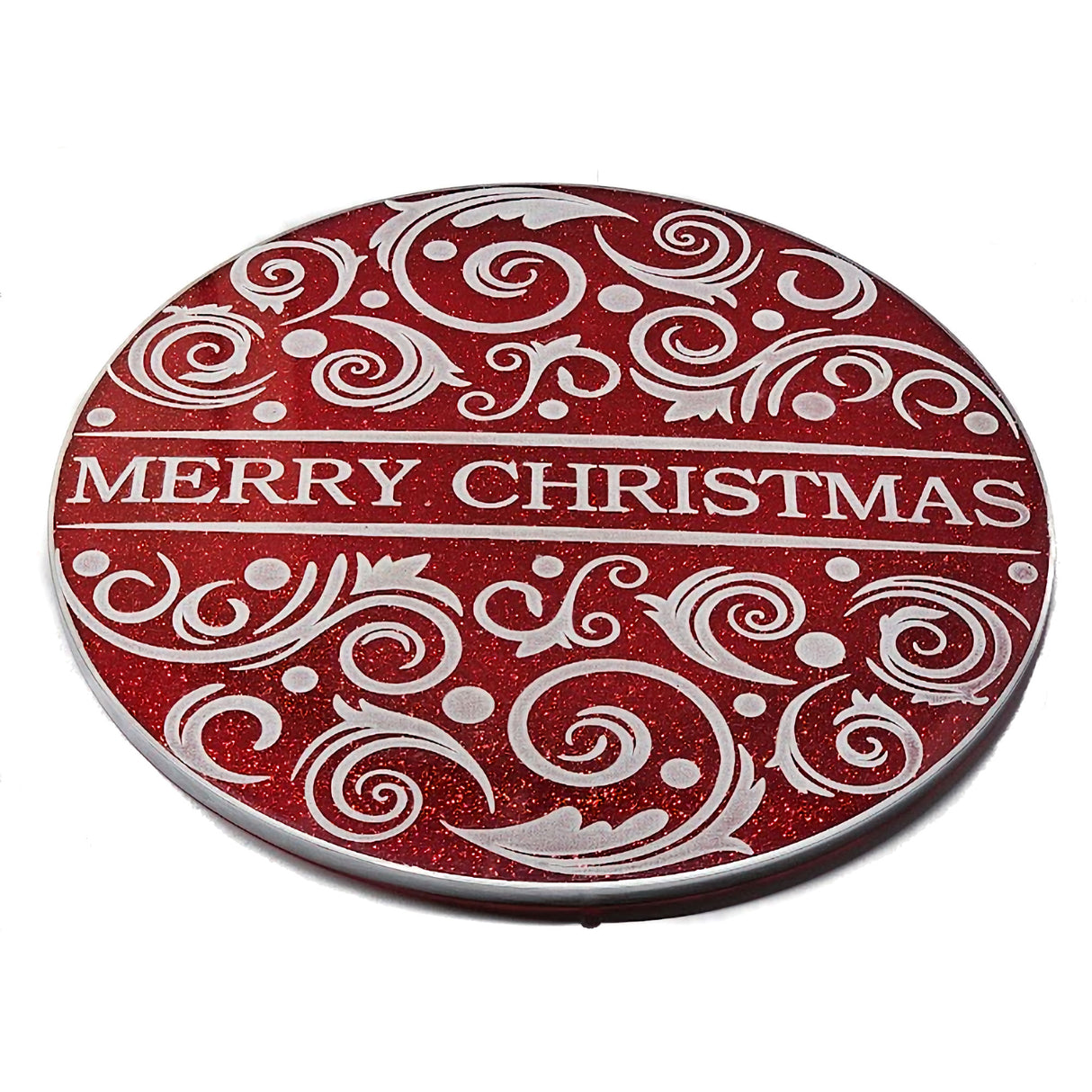 Contemporary Holiday Christmas Coasters Resin Coasters Set of 4 Suitable for Cold Drinks Wine Mugs Cups Holidays, Parties, or Special Occasions (Red and White)