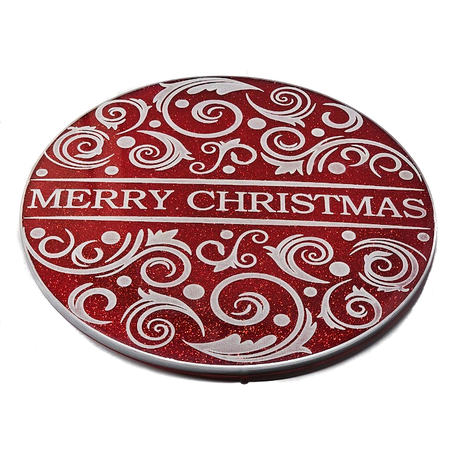 Contemporary Holiday Christmas Coasters Resin Coasters Set of 4 Suitable for Cold Drinks Wine Mugs Cups Holidays, Parties, or Special Occasions (Red and White)