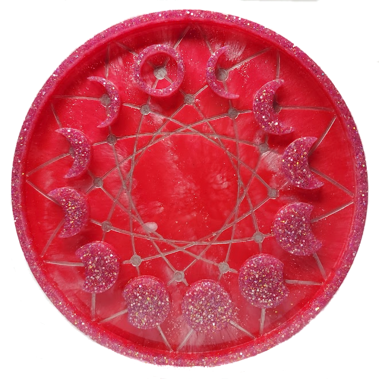 Moon Phase Tray Jewelry Tray Ring Dish Trinket Tray Decorative Resin Birthday Holiday Gift Tray (Pink and White)