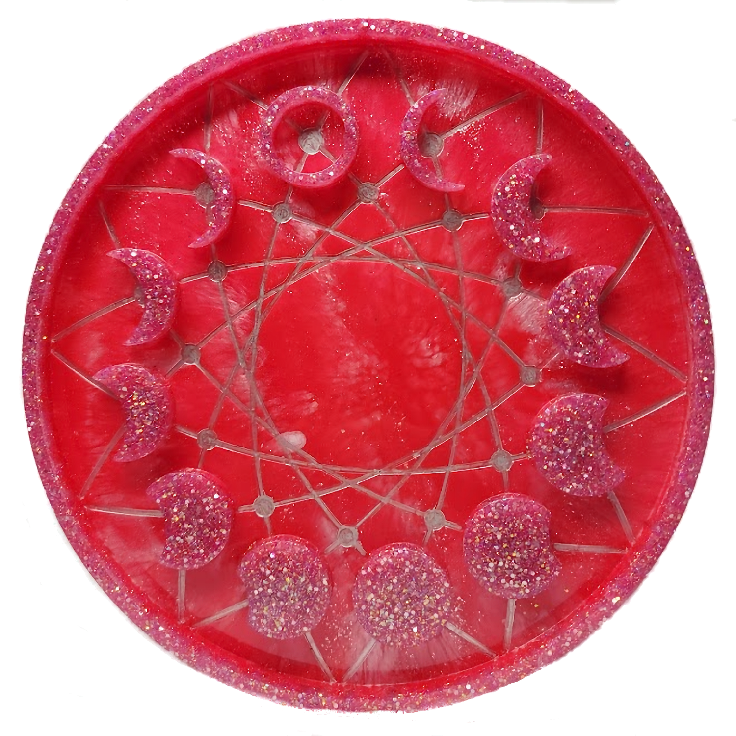 Moon Phase Tray Jewelry Tray Ring Dish Trinket Tray Decorative Resin Birthday Holiday Gift Tray (Pink and White)