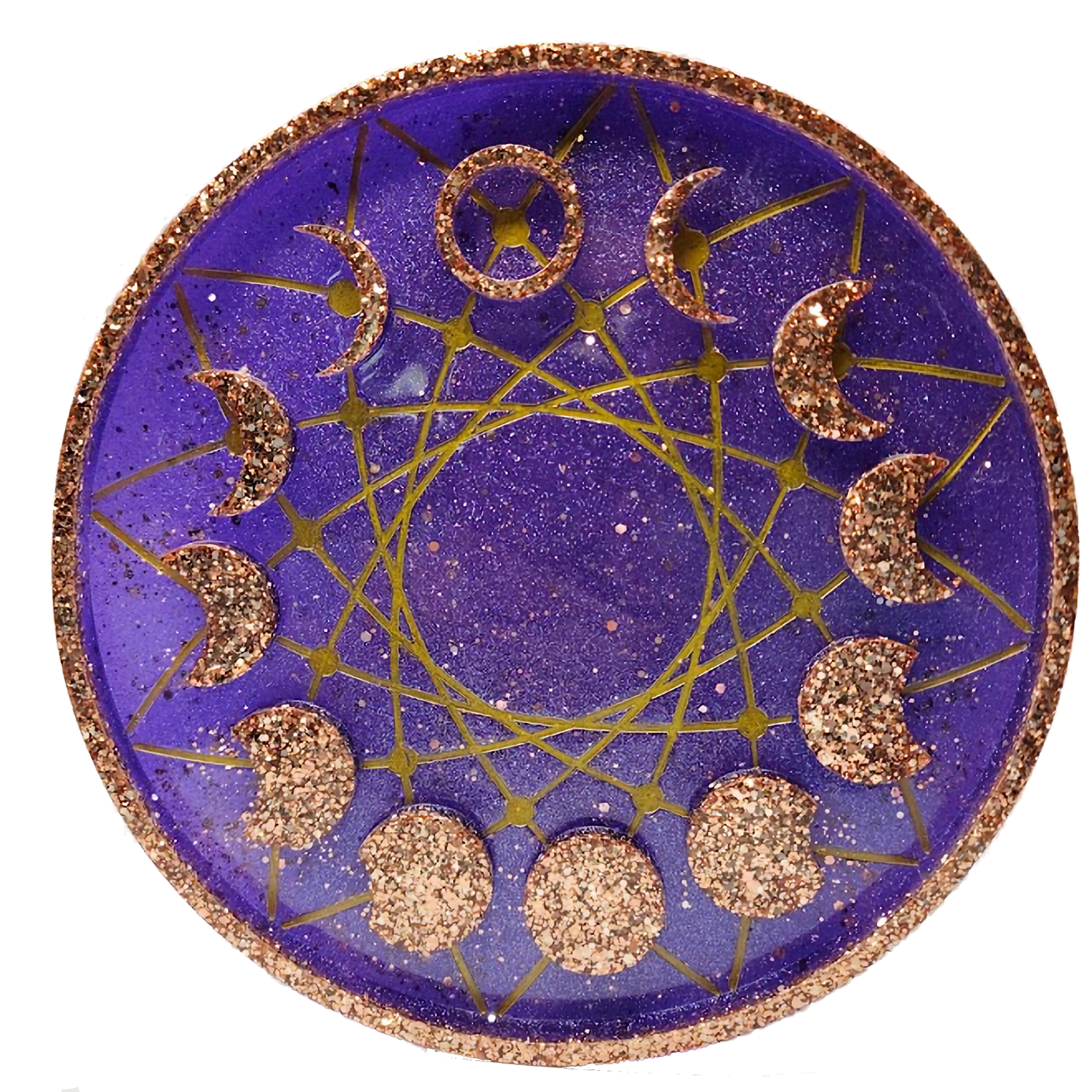 Moon Phase Tray Jewelry Tray Ring Dish Trinket Tray Decorative Resin Birthday Holiday Gift Tray (Purple and Gold)