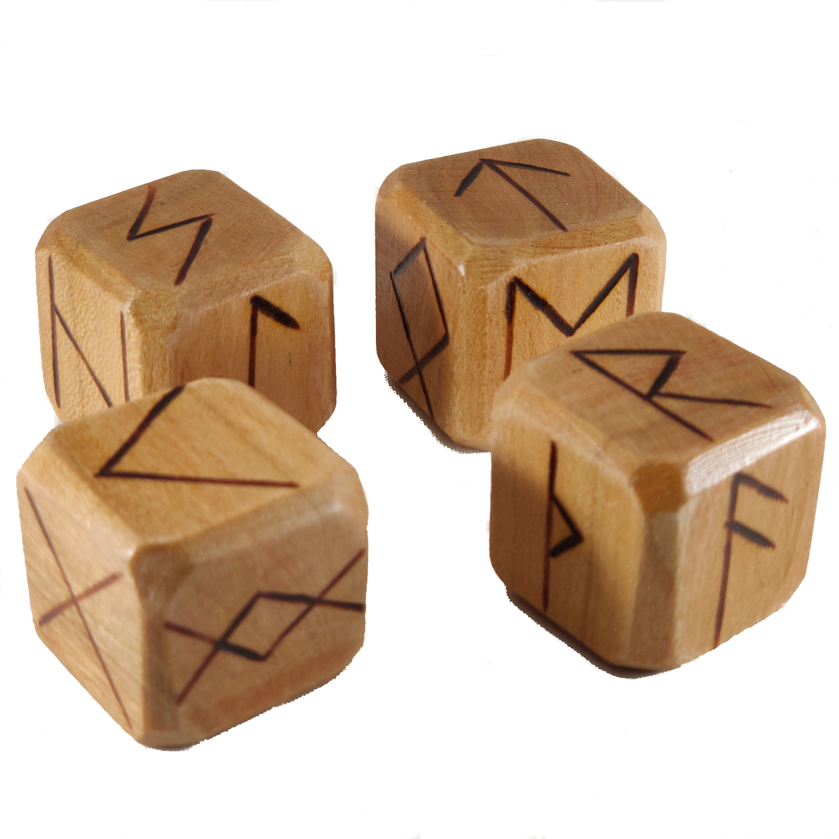 Wooden Rune Set - Dice Set with woodburned Elder Furthark Viking Runes for Divination and Healing
