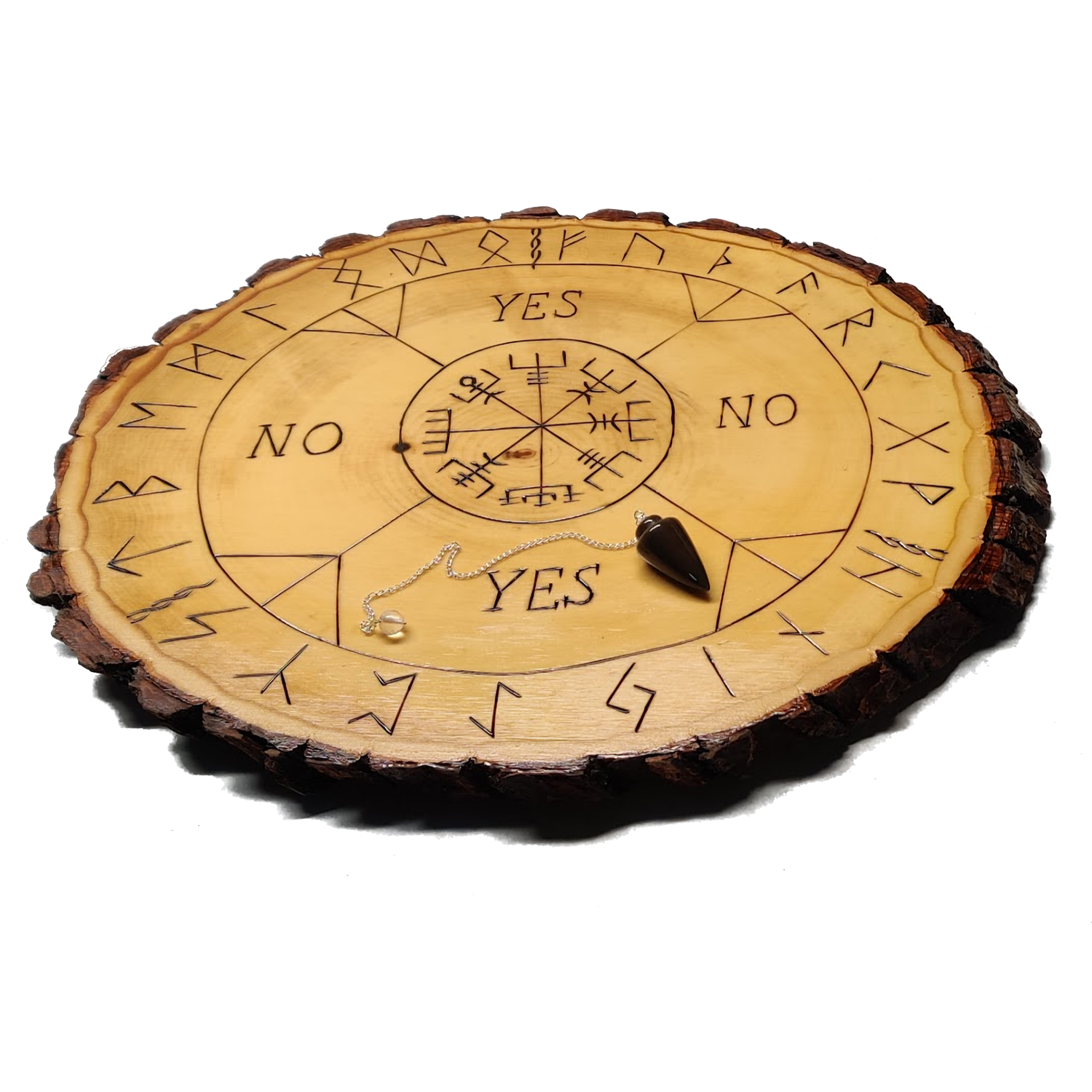 Wooden Rune Divination Board with Pendulum Included for Metaphysical Dousing and Messaging 9-12 inches…