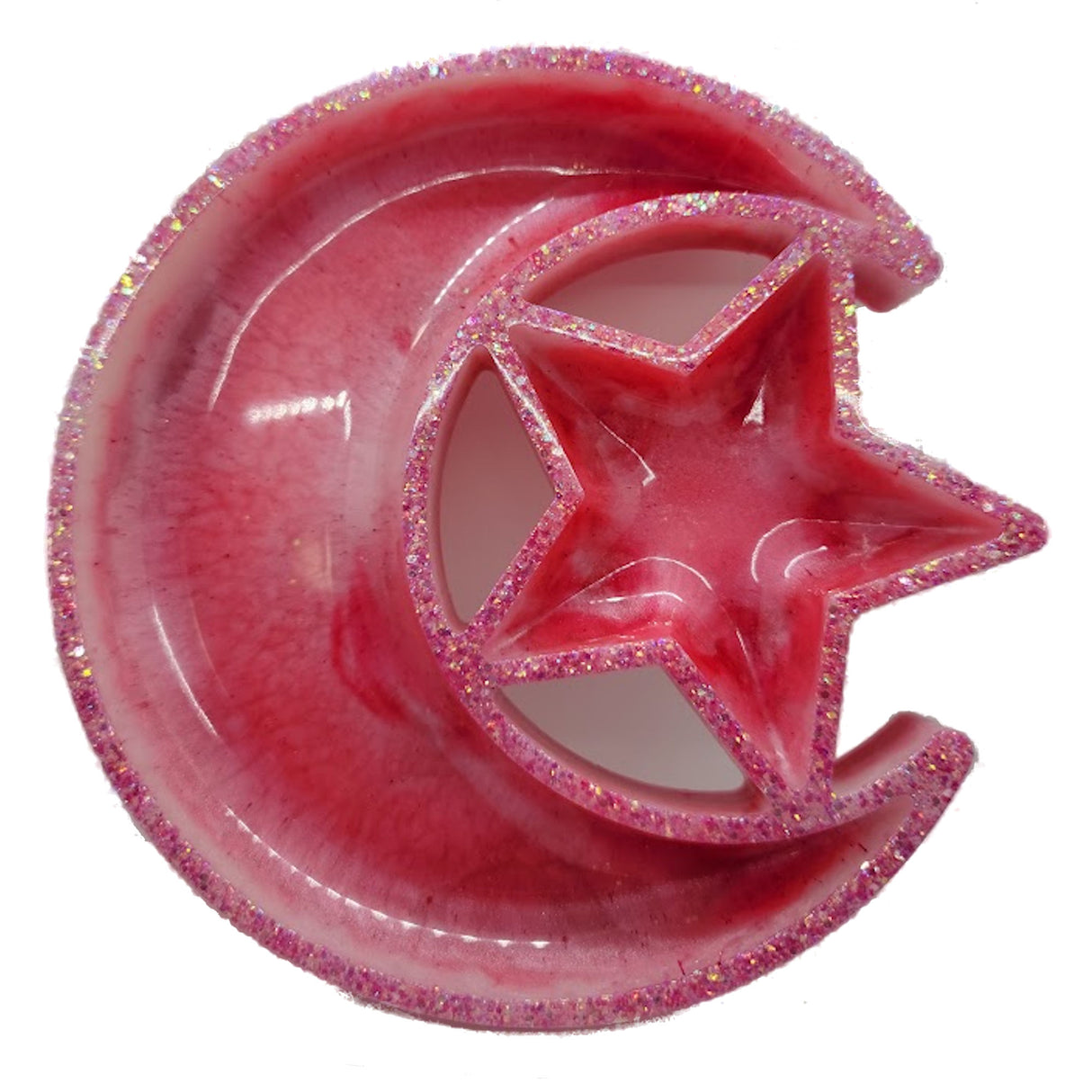 Moon and Stars Jewelry Tray Ring Dish Trinket Tray Decorative Resin Birthday Holiday Gift Tray (Pink and White)