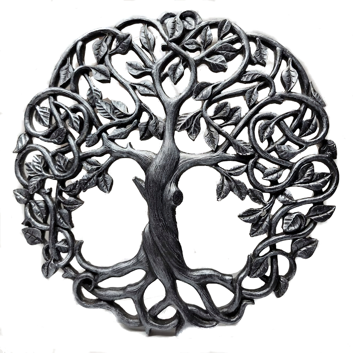 Tree of Life Wall Plaque 11 5/8 Inches Decorative Spiritual Celtic Garden Art Sculpture (Black Silver)
